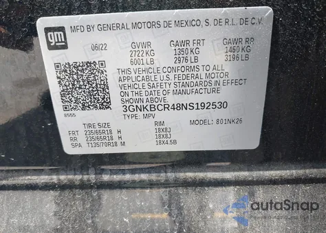 2022 Chevrolet Blazer Fwd 2Lt из США, поврежденный, VIN 3GNKBCR48NS192530